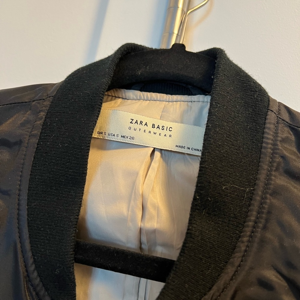 Zara Basic Bomber Jacket, Size Small, Black - image 2
